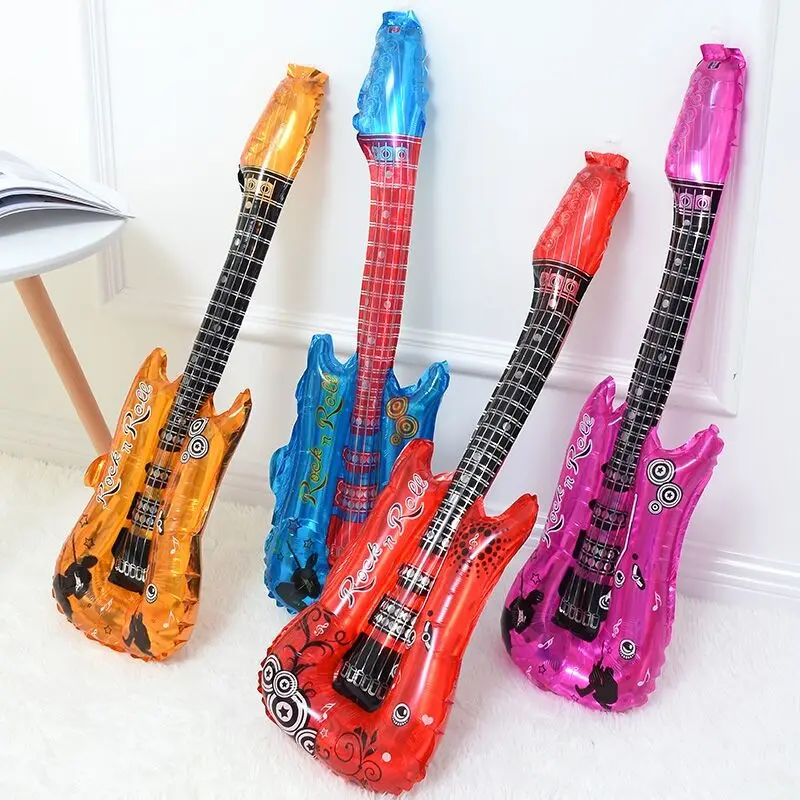 Inflatable Rock Star Balloon Guitar Saxophone Foil Ballons 80s 90s Rock Party Supplies Bar Disco Birthdays Party Decors