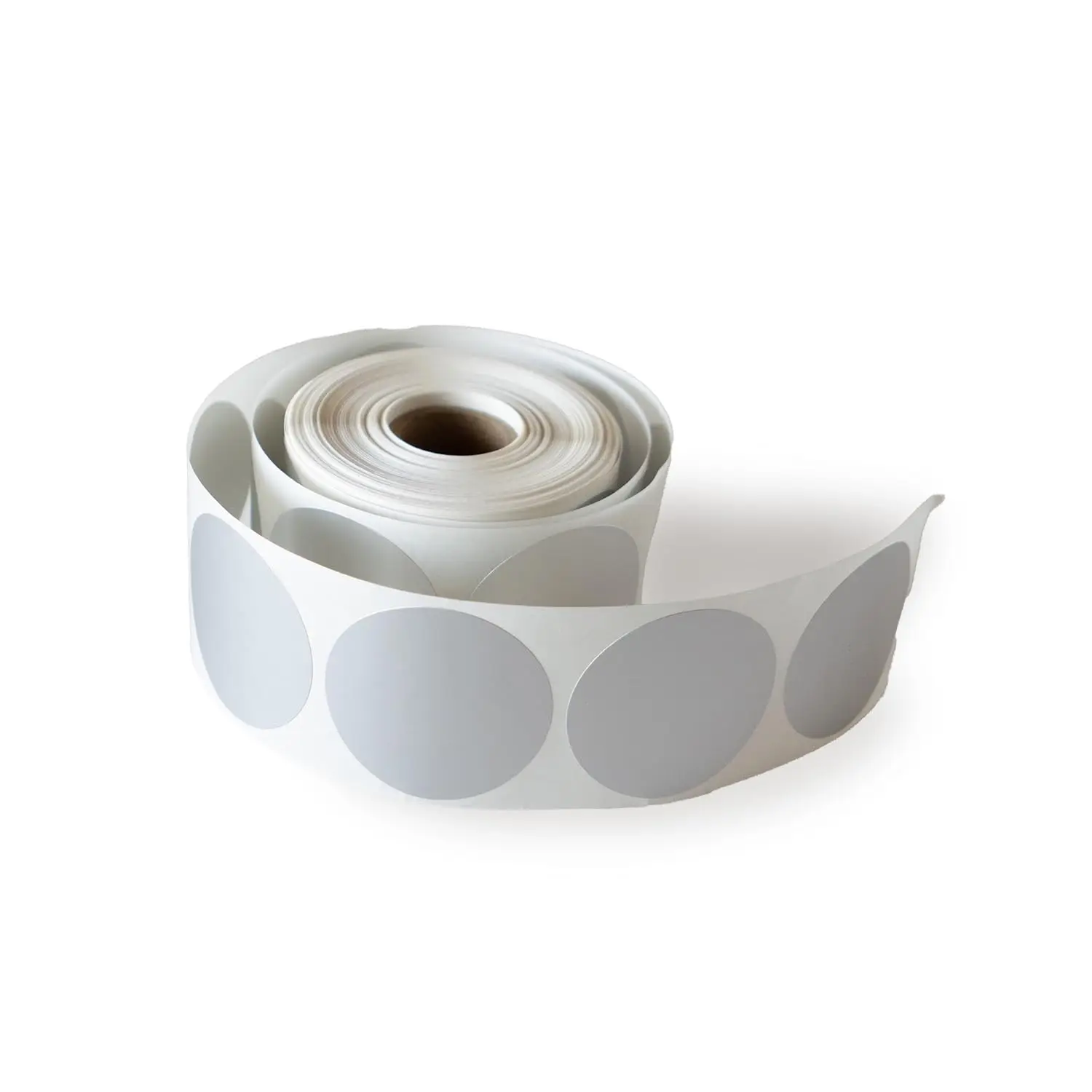 ملصقات لاصقة حرارية دائرية فضية مقاس 2 بوصة، ملصقات طابعة حرارية مستديرة ذاتية اللصق لتصميم شعار DIY، رمز الاستجابة السريعة