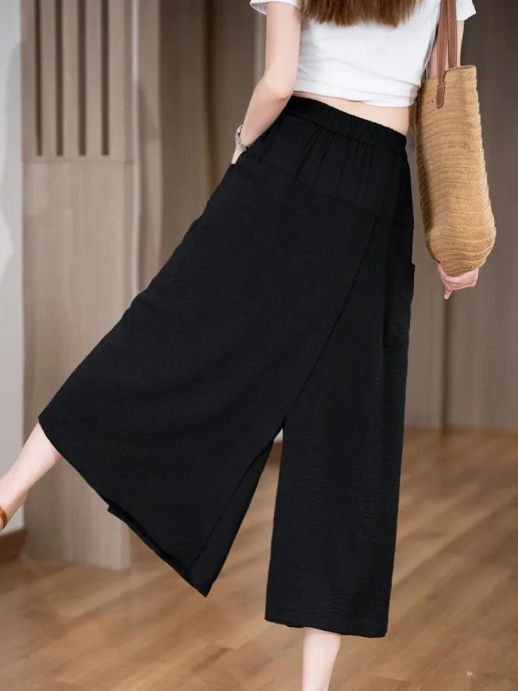 2026 High Waist Wide Leg Pants Summer Thin Loose Casual Culottes Women's Loose Fit Comfortable Fashion Long Trousers