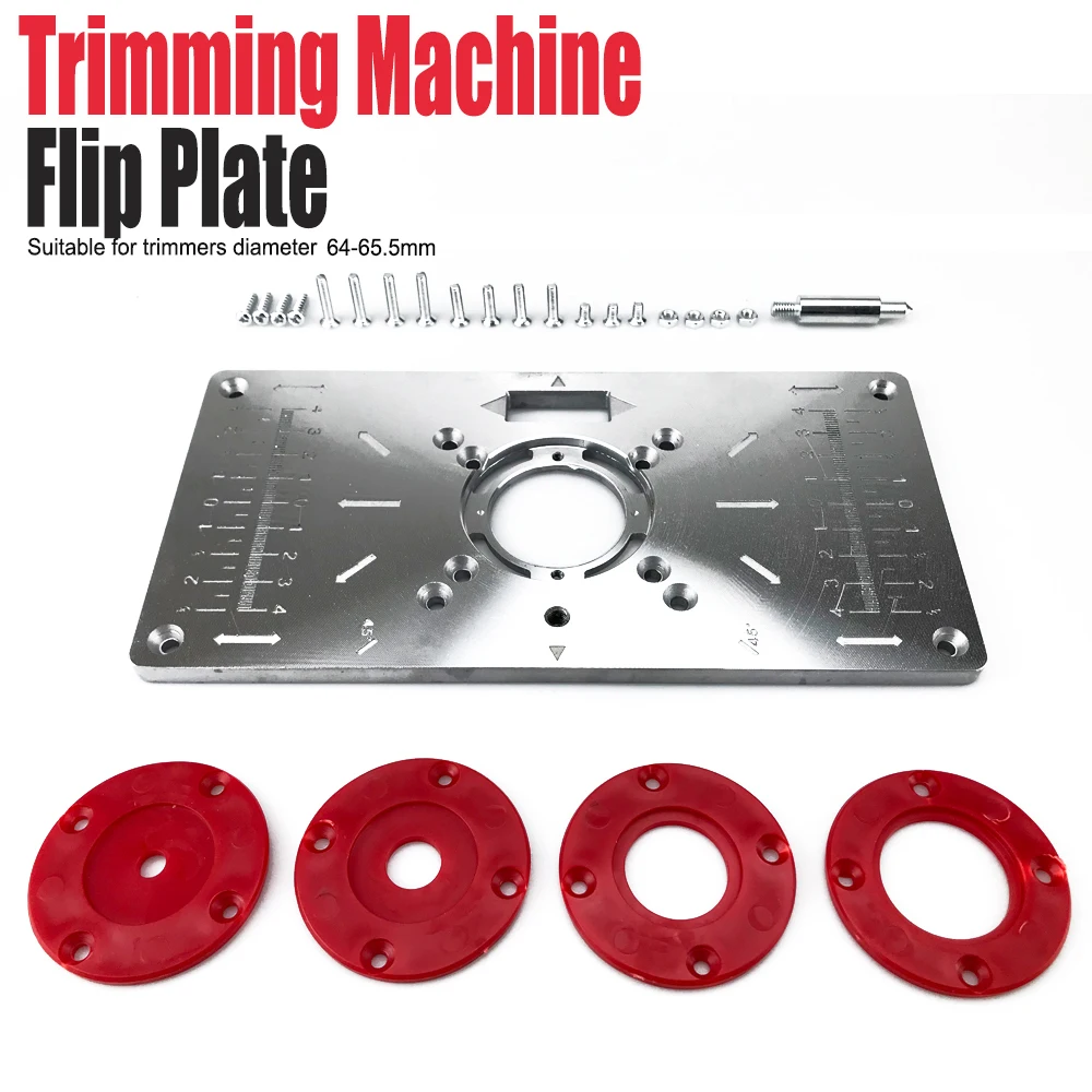 Aluminium Router Table Insert Plate Table For Woodworking Benches Router Plate Wood Tools Milling Trimming Machine With Rings