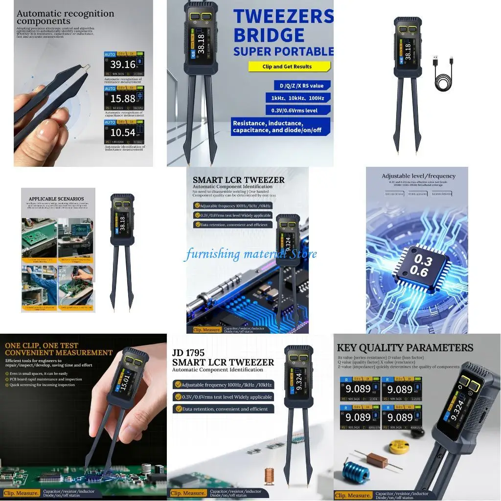 

Y5GD JD1795 10KHz Meter Tweezer Automatic Component Recognition Intelligent Tester Capacitance Resistance Inductance Tester