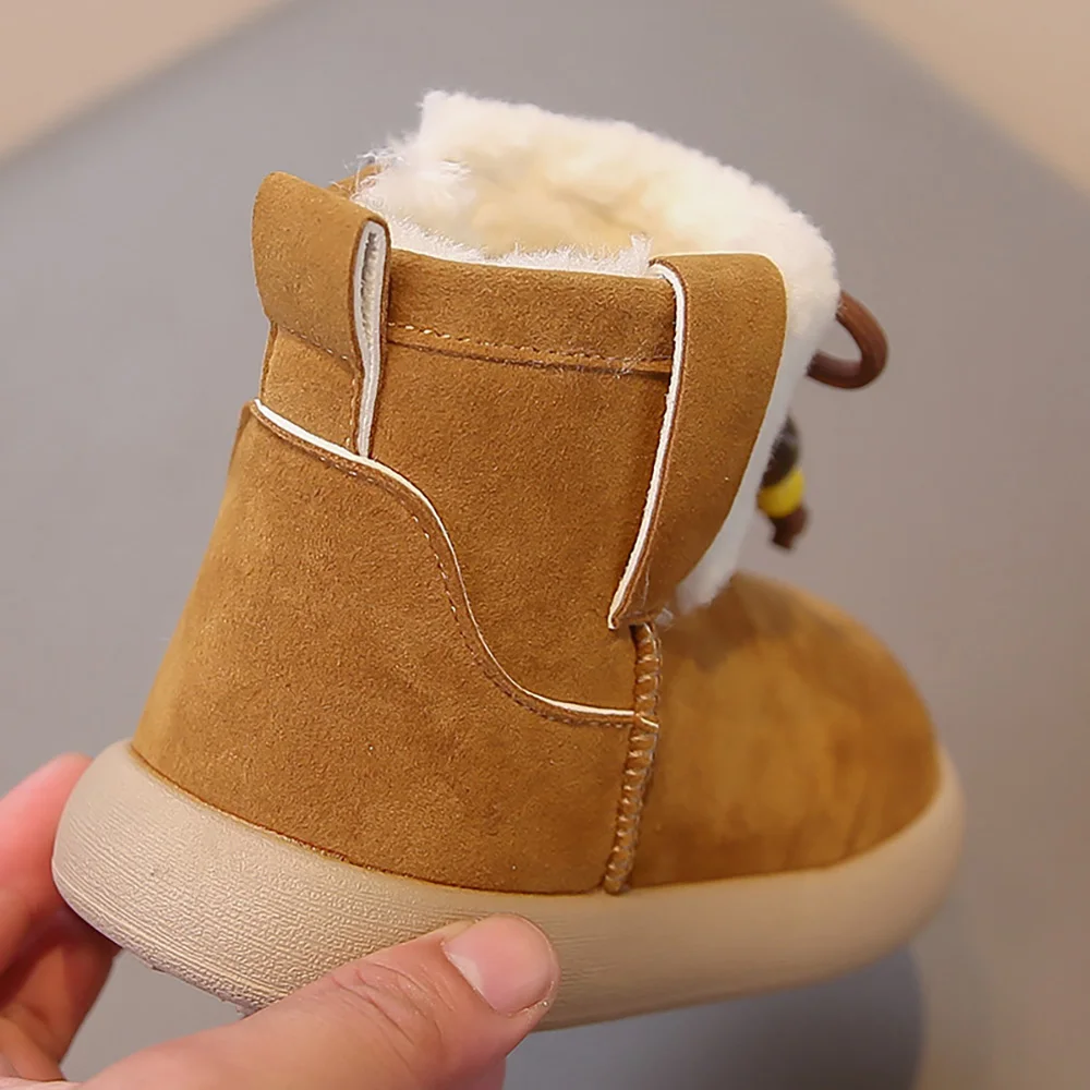 فو الفراء أحذية الشتاء للأطفال سميكة الدافئة المراهقين طفل أفخم الأحذية المضادة للانزلاق الصبي الفتاة أحذية قطنية الأحذية الدافئة #4