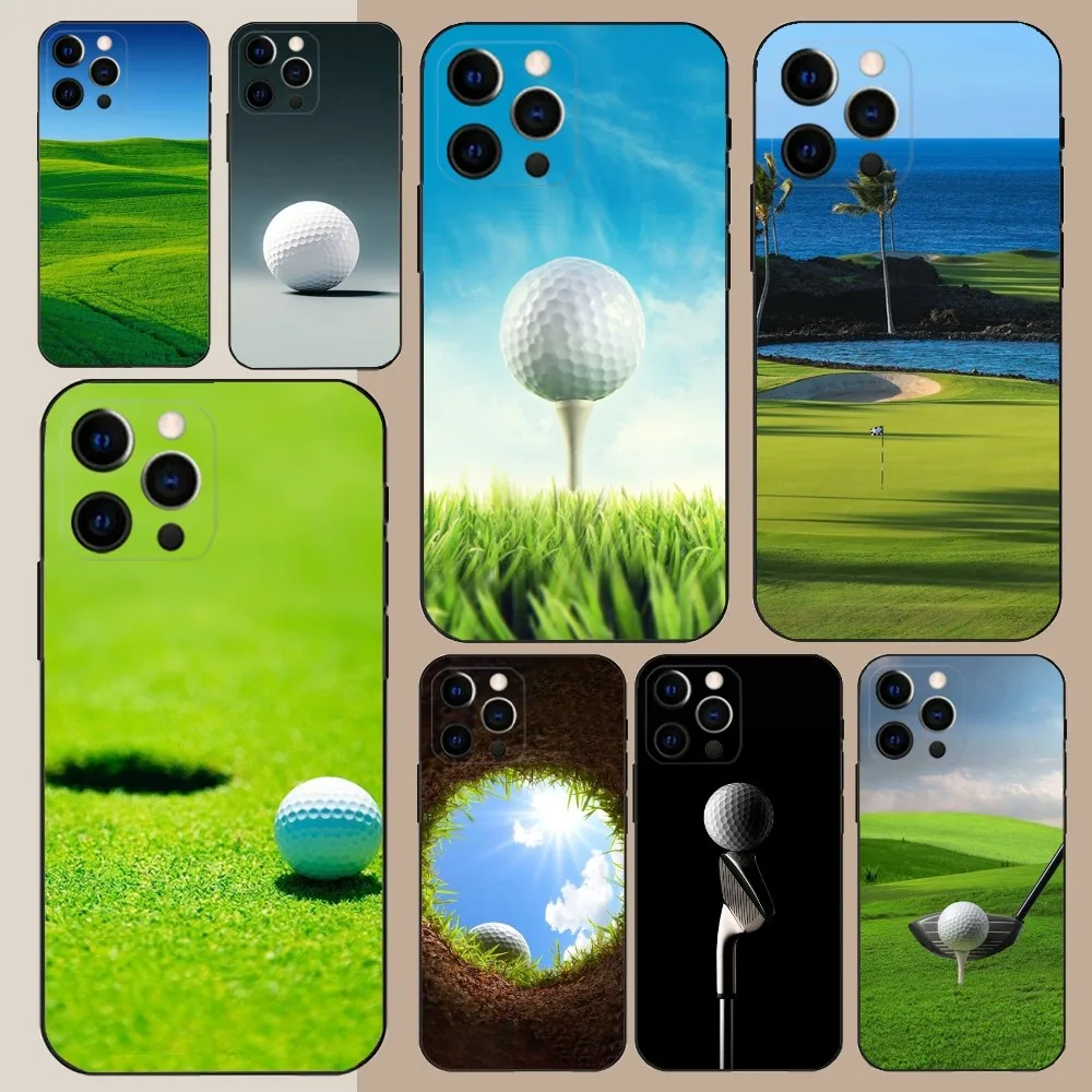 Sport Golf Ball Course Field  Phone Case For Apple iPhone 15,14,13,12,11,Pro,X,XS,Max,XR,Plus,Mini Soft Black Cover