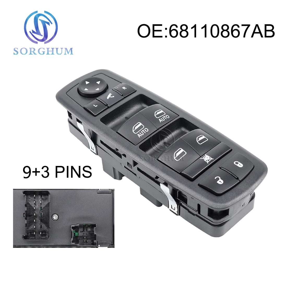 Sorghum Front Left Master Power Window Switch Button Console For Dodge Ram 1500 2500 3500 68110867AB 68110867AA 68298867A