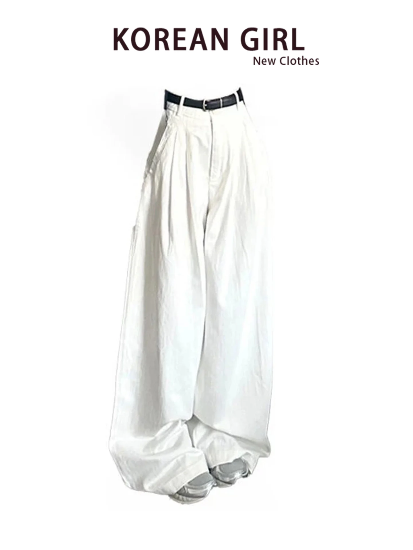 Early Autumn American Retro White Wide Leg Jeans Women's Loose Hip Covering Slimming Drape Straight Long Pants