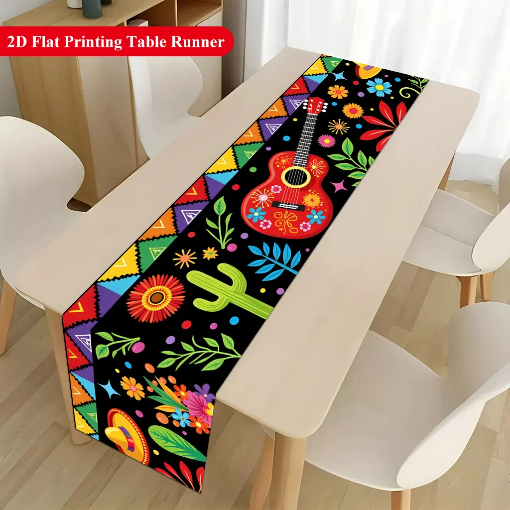 Vibrant Mexican Style Table Runner, Colorful Summer Outdoor Garden Decor for Dining Coffee Table, Wedding, Party, Holiday