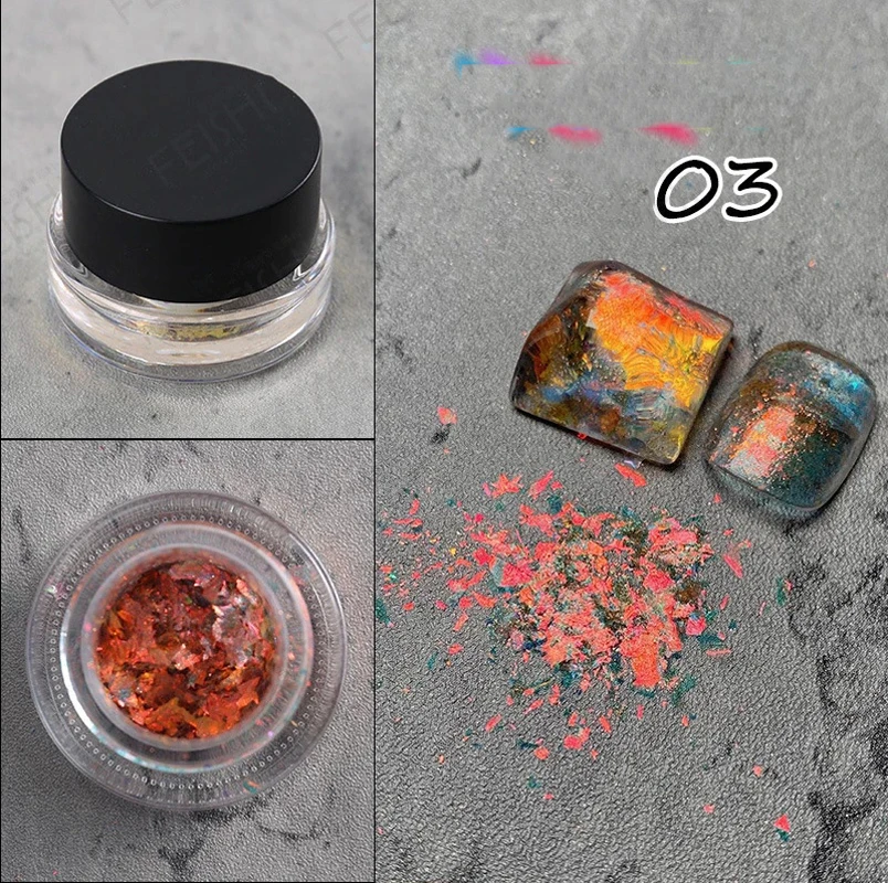 6Colors Aurora Crystal Opal Glitter Sequins Untra-Thin Chameleon Aurora Nail Flakes DIY Irregular Mermaid Aurora Manicure Sequin