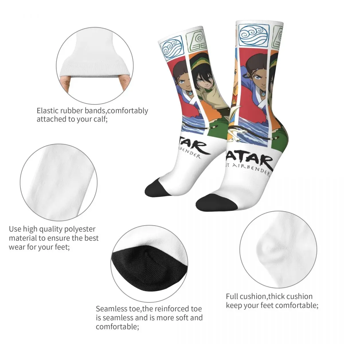 New Men's Socks Novelty Avatar-The Last Airbender Group Character Panels Sock Women's Socks Spring Summer Autumn Winter