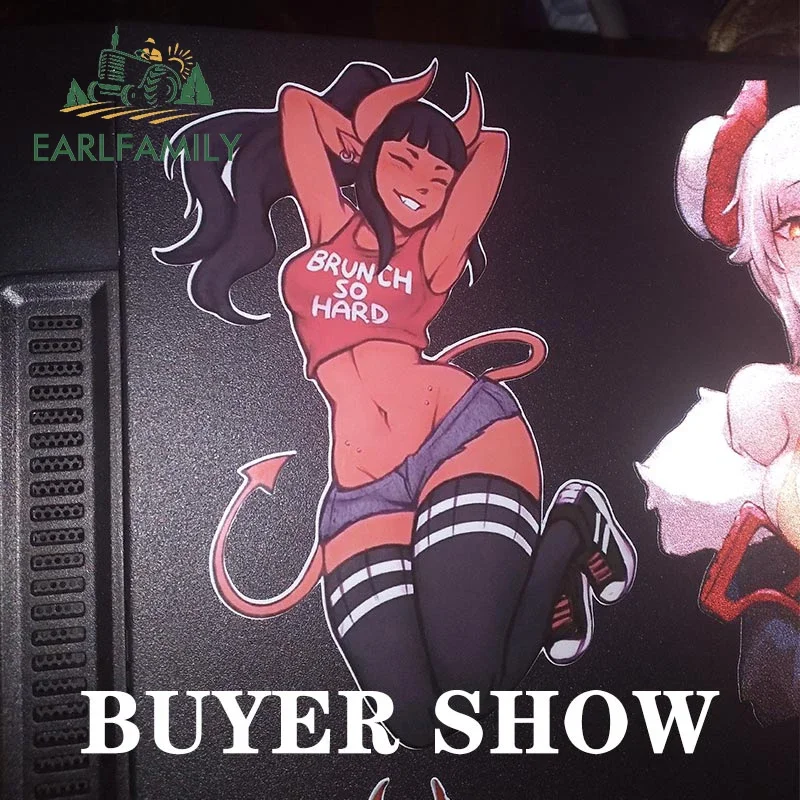 EARLFAMILY 13 سنتيمتر لفتاة الشيطان Ahegao الوجه ملصقات السيارات جذع محمول مائي دراجة نارية JTR RV انسداد خدش سيارة التصميم