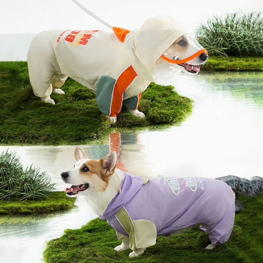

Full-Body Coverage Corgi Raincoat Waterproof Can Be Towed Pet Rain Jacket Breathable Hoodie Four-Legged Raincoat All Seasons