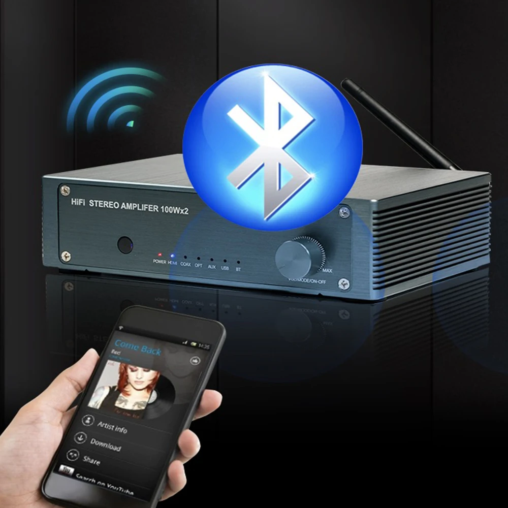 Samtronic 200W TPA3116 Amplifier Home Audio HiFi Stereo Class D Digital 2-Channel Mini Integrated Passive Speaker Aluminium 200W