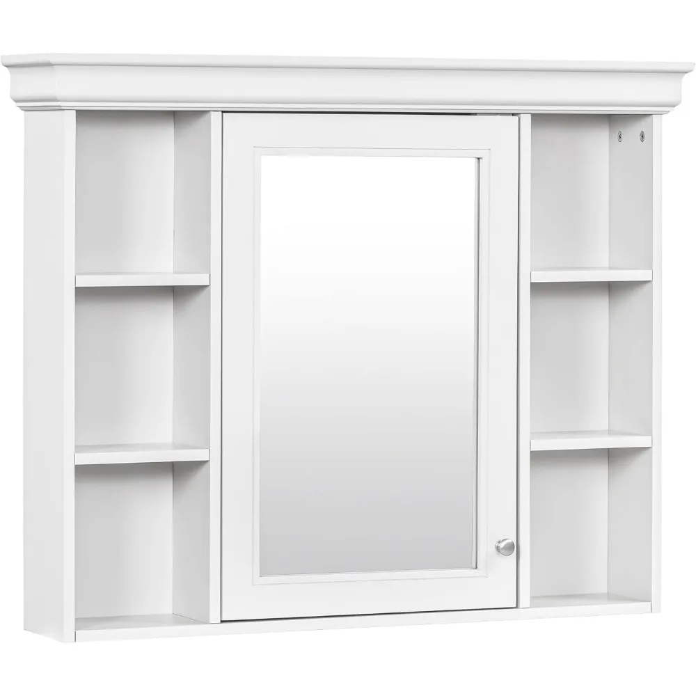 

Wall Mounted Medicine Cabinet, Bathroom Storage Cabinet with Mirror Door and 6 Adjustable Open Shelf,Mirror Cabinet for Bathroom