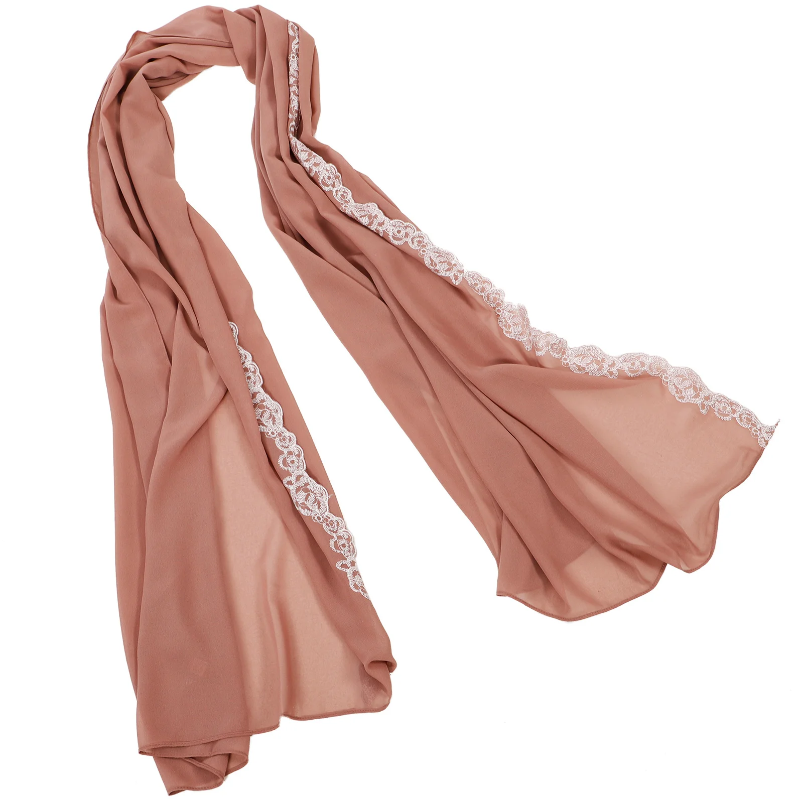 لؤلؤة الشيفون المرأة الحجاب وشاح لينة خفيفة الوزن الدانتيل الزخرفية وشاح الرأس أنيقة النمط العربي الدانتيل الحجاب النساء الأوشحة #2