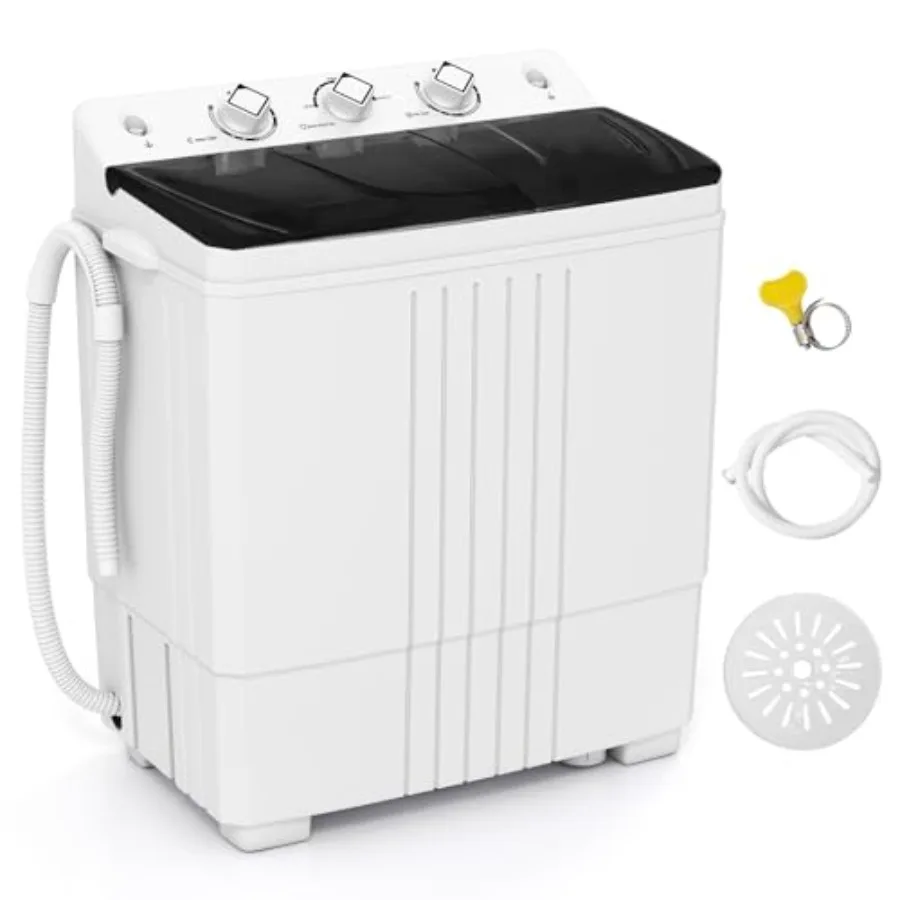

Compact Portable Washing Machine with 20 LBS Capacity for Apartment Dorm and RV Use: Twin Tub Design with Builtin Drain Pump Ti