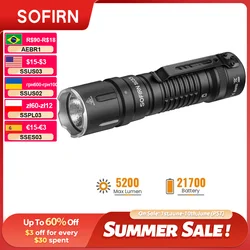 SOFIRN SC33 LED Tactical Flashlight XHP70.3 HI 5200lm Powerful 21700 Type C Rechargeable Torch E-switch Outdoor Light