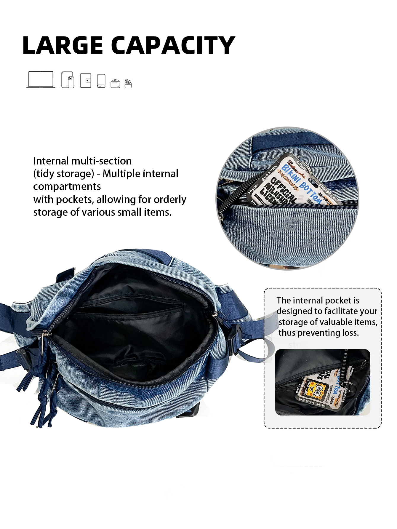 Custom Logo Western Cowboy Simple Crossbody Bag Women's Shoulder Bag Daily Commute Lightweight Sports Phone Backpack Men's DIY