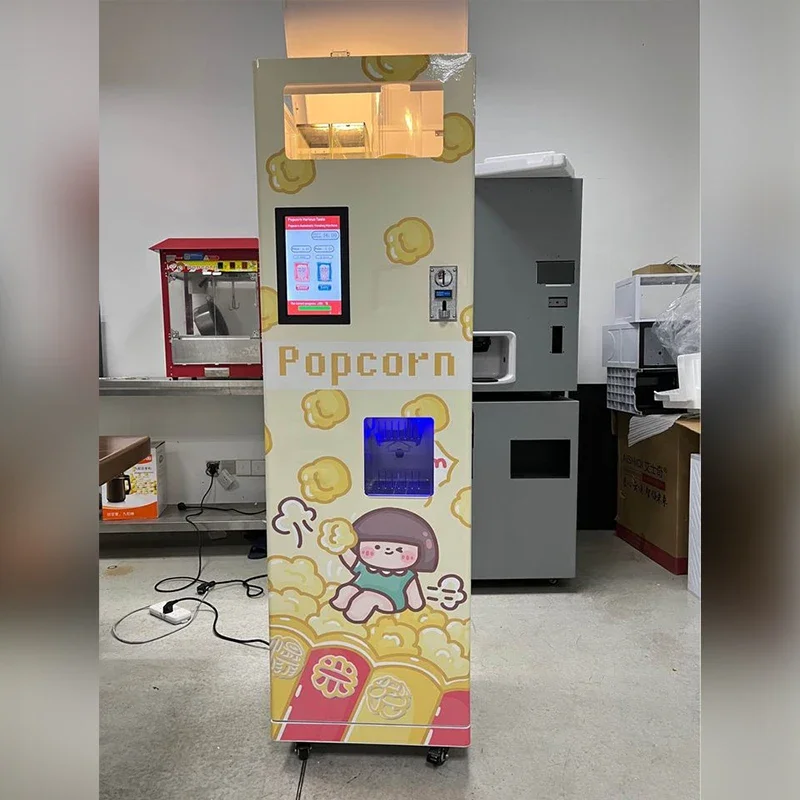 Stainless Steel Hot Sale Professional Electric Popcorn Makers, Commercial Automatic Coin Operated Popcorn Vending Machine