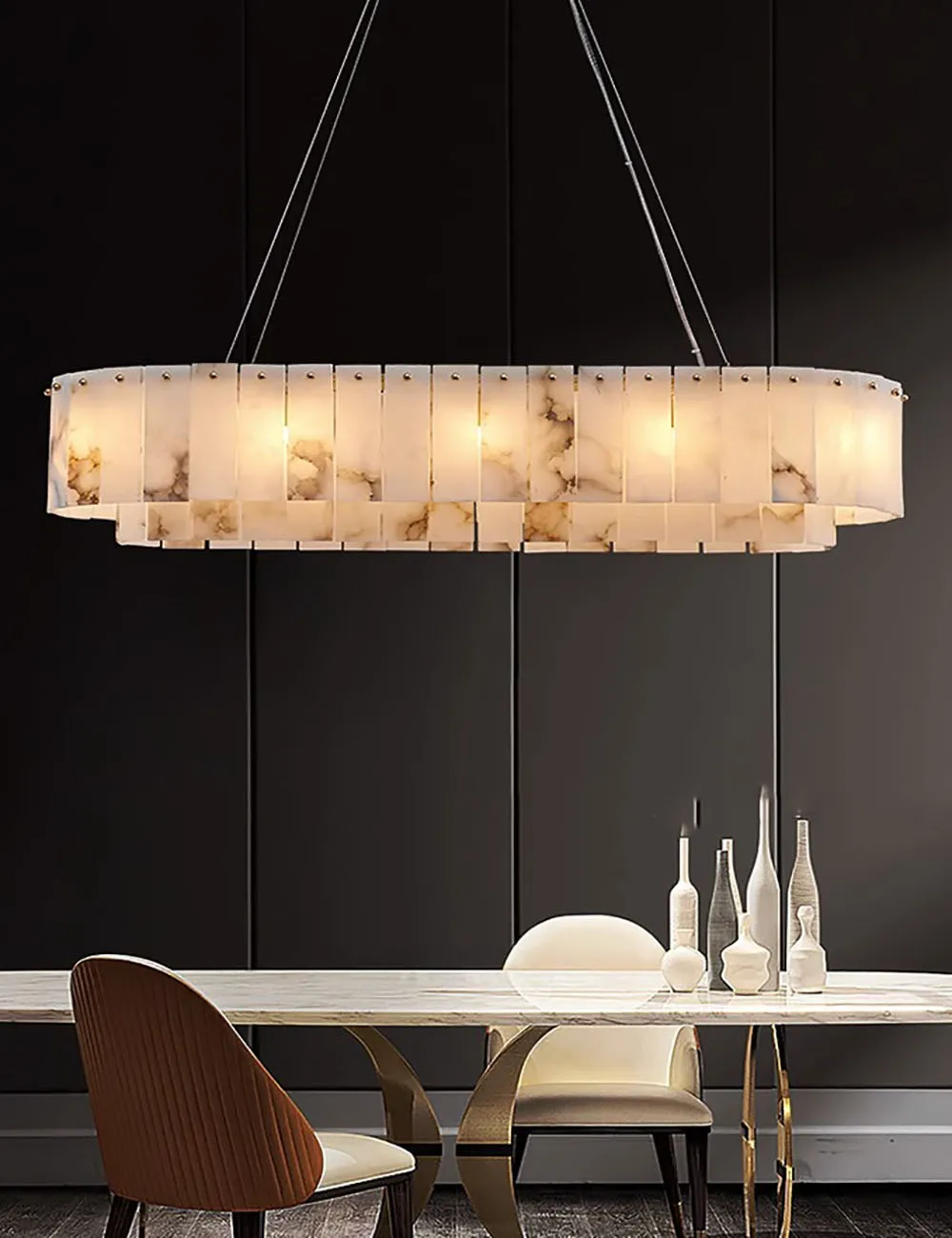 2 Layer Marble Series LED Hanging Lamps Chandelier