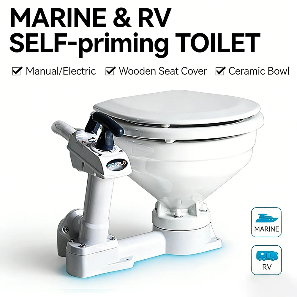 

Yacht Motorhome Self-priming Toilet ,manual/electric Toile,DC12V/24V Built-in Water Pump Integrated Water Suction Discharge