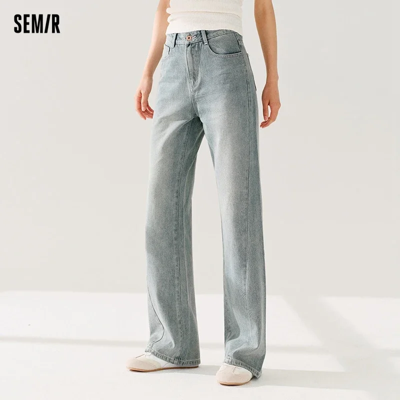 Semir 2024 Jeans Women Five-Pointed Star Trousers Spring New Slim Wide-Leg Pants American Retro Pants