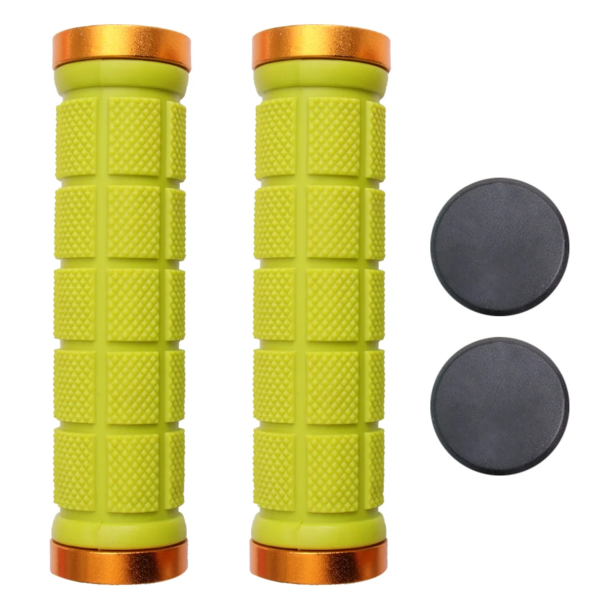 2Pcs Bike Handle Grips Anti-Slip Wear Resistant Durable Aluminum Alloy Rubber Material Ergonomic Design Yellow