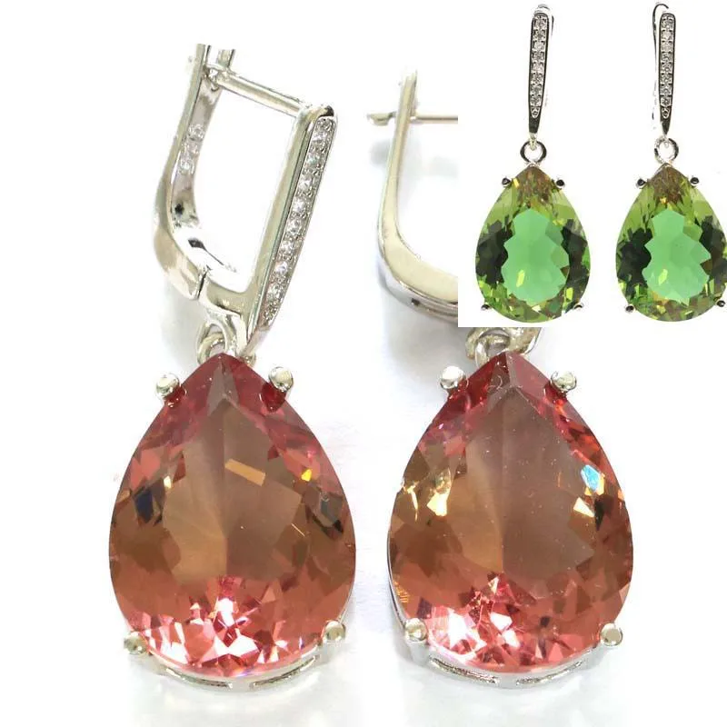 Buy 5 Get 1 Free 35x13mm Zultanite Color Changing Alexandrite Topaz Real Red Ruby Green Emerald Peridot Silver Pendant Earrings