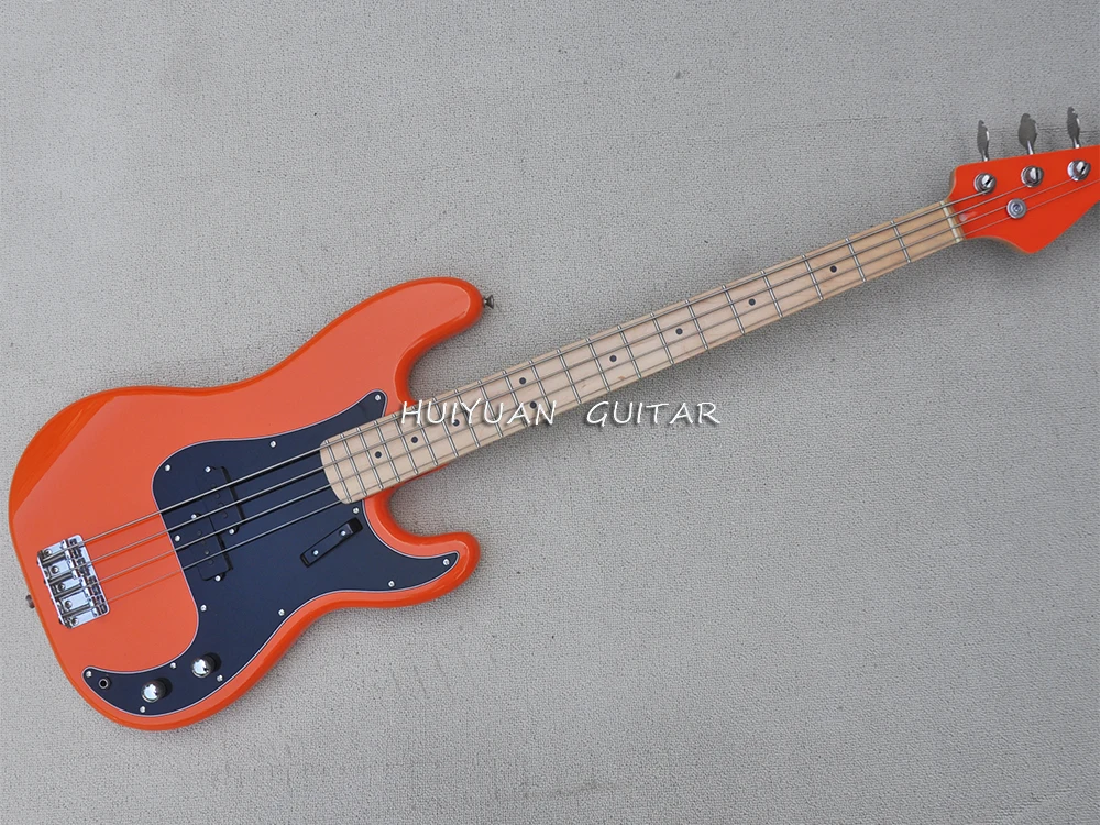 4 Strings Orange P Electric Bass Guitar with  Maple Fretboard,20Frets,Customizable