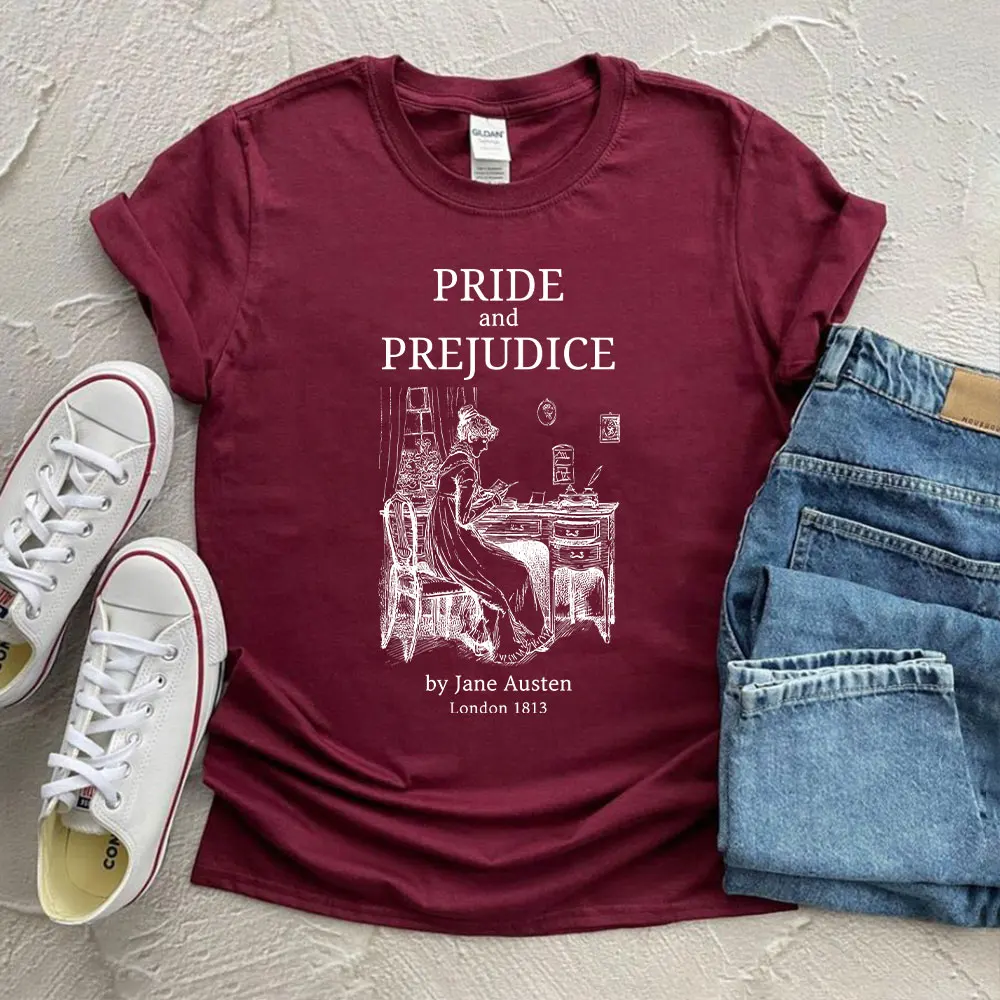 Vintage Pride and Prejudice Shirt Jane Austen T-shirt Mr Darcy Literary Book Lover Tee Retro Aesthetic Shirts Bookish Fans Gift