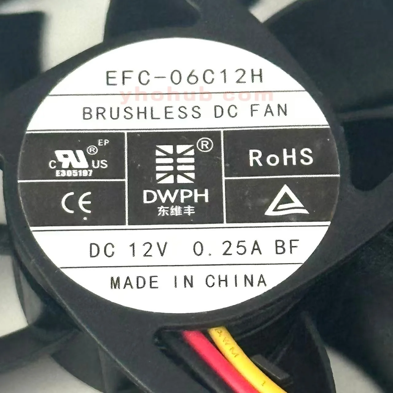 DWPH EFC-06C12H DC 12V 0.25A 60x60x15mm 3-Wire Server Cooling Fan