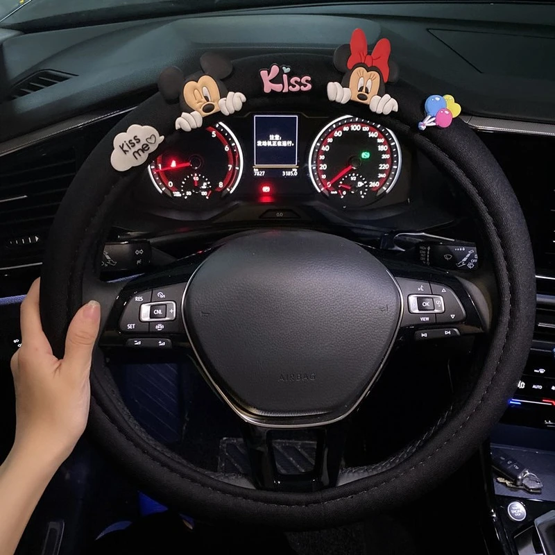 

Универсальный милый чехол на руль автомобиля с Микки Маусом, противоскользящие дышащие летние впитывающие пот чехлы на руль