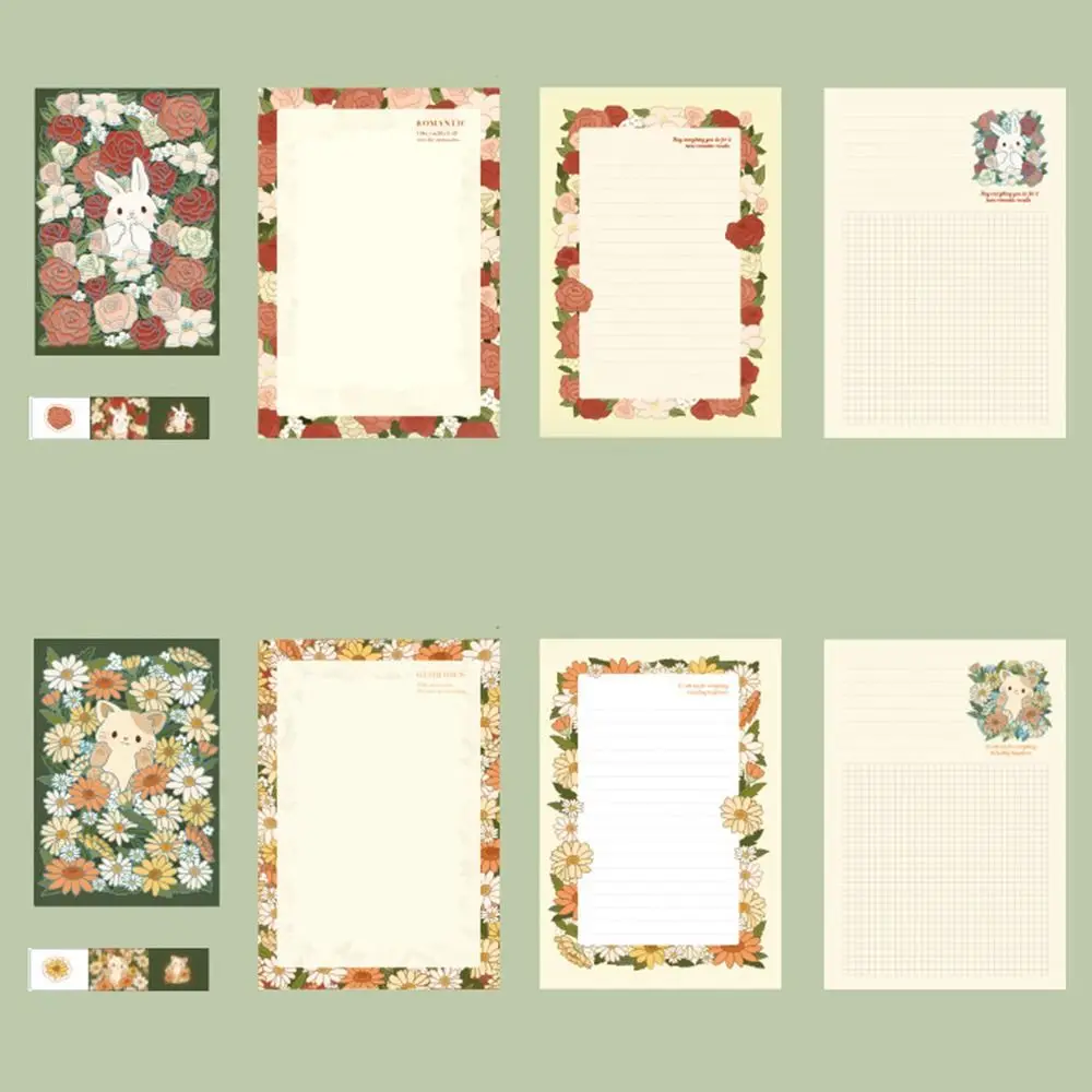 Multicolor Letter Stationery Floral Pattern Sealing Labels Card Envelope Set Gift Greeting Writing Paper with Envelopes