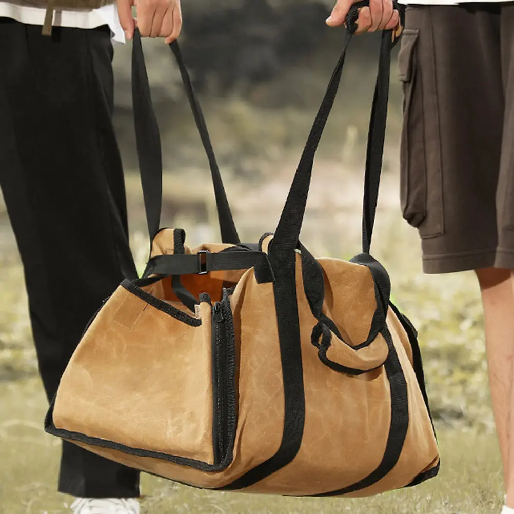 

Сумка для дров, большая вместительная холщовая сумка H, портативная деревянная сумка-тоут, держатель для бревен, сумка для хранения аксессуаров для камина