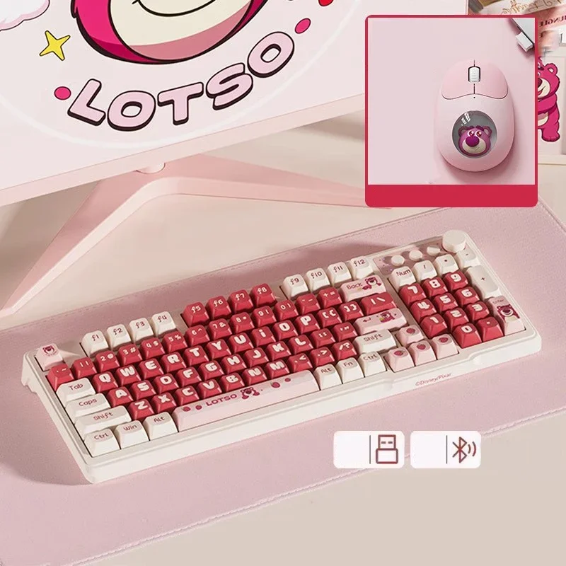 Lotso Keyboard 2.4G Wireless Gaming Keyboard For Pink Girl Gamer Keyboard Mouse Set For Macbook Laptop Wireless Portable Keypad