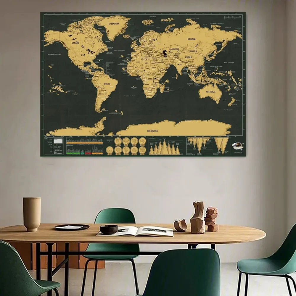 

Best selling Amazing Global Scratch Maps With National Flags Deluxe Gold Scratch Off Layer Visual Travel Scratch Maps As Gifts