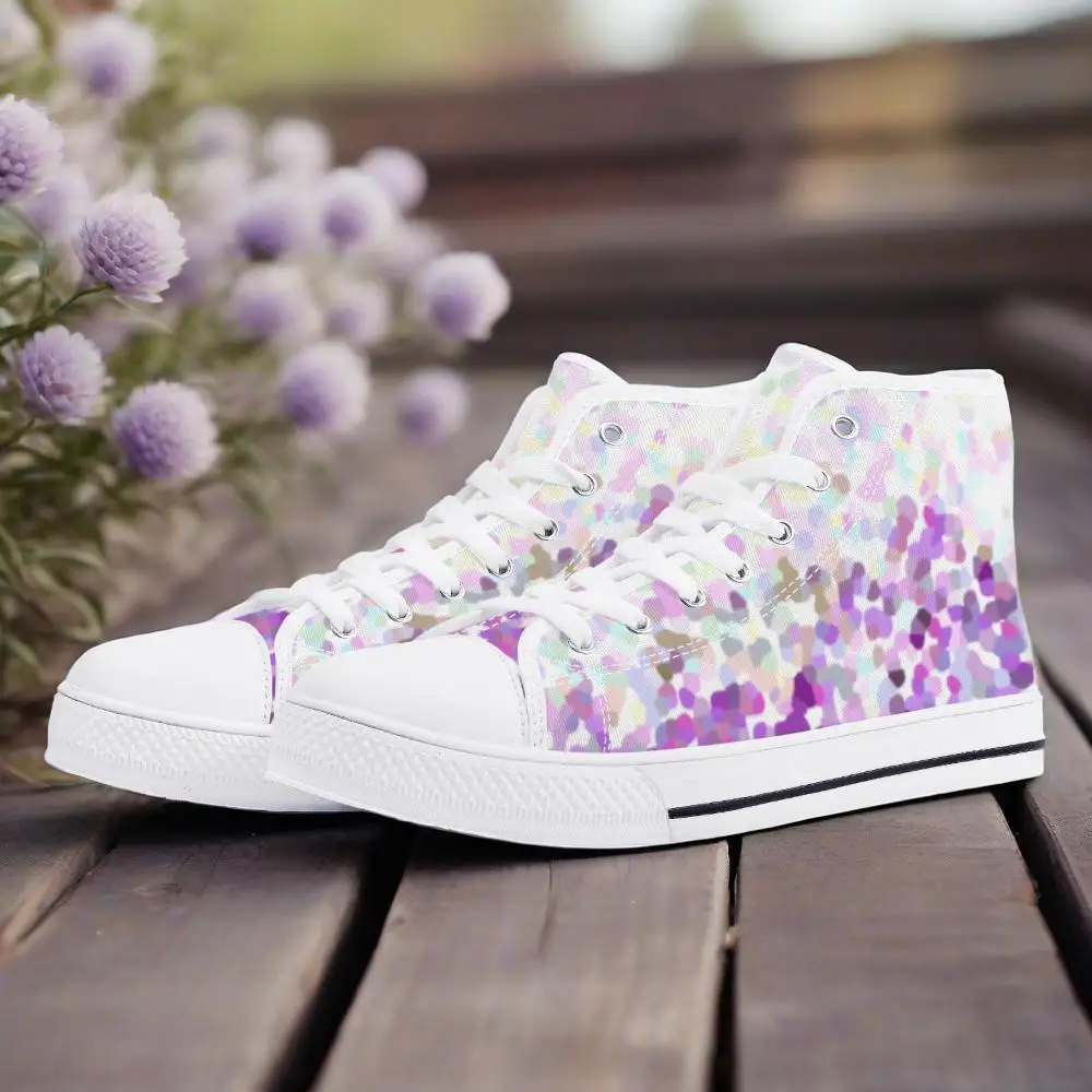

Customizable Purple Mood High Top Canvas Shoes Flat Sneakers Lightweight Casual Shoes for Men and Women