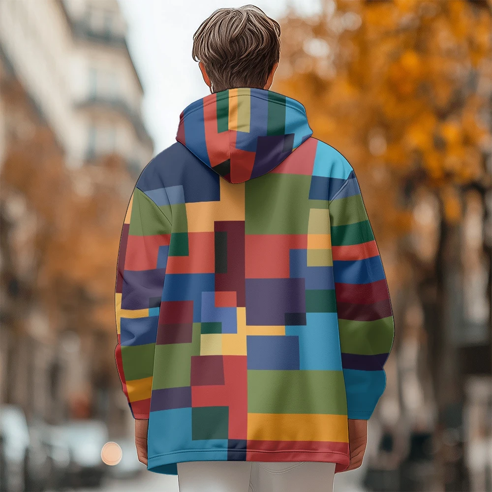 Ropa de invierno para hombre, abrigos de plumón, gráficos irregulares, costura de color, chaqueta acolchada de algodón, cremallera con bolsillo de plumas, nuevo