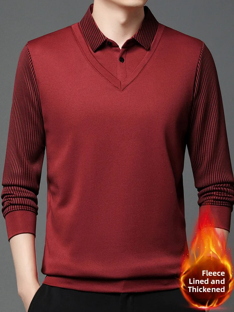 

Мужская футболка Fce Lined Long Sve irt Midlife Sle, осенне-зимний многослойный топ, красная футболка со знаком зодиака Дракона и года Faion