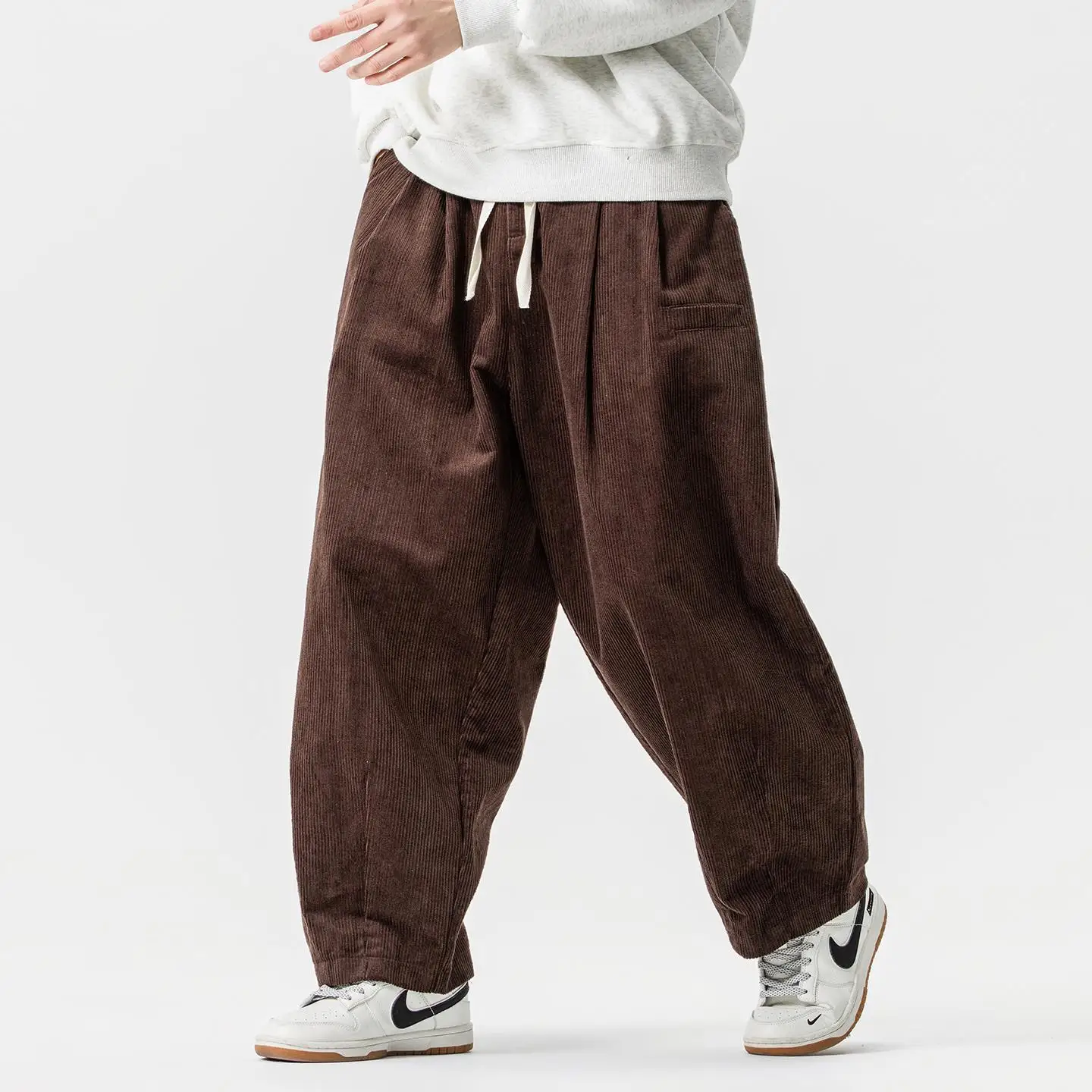 

Corduroy Pants Men Thicken Warm Comfortable Cotton Pants Men Oversize Casual Retro Fashion Elastic waist Trousers Men Streetwear