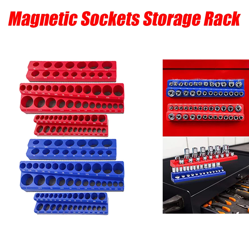 

Magnetic Sockets Storage Rack 1/2 3/8 1/4 Drive Magnetic Socket Organizers Metric SAE Socket Trays Professional Tools Organizer