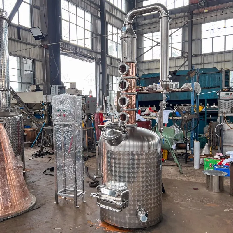 CE 200L 4-Plate Column Still Distiller AISI 304 Steam Jacket Copper Condenser Electric Heated for Whisky Rum Vodka Craft Spirit