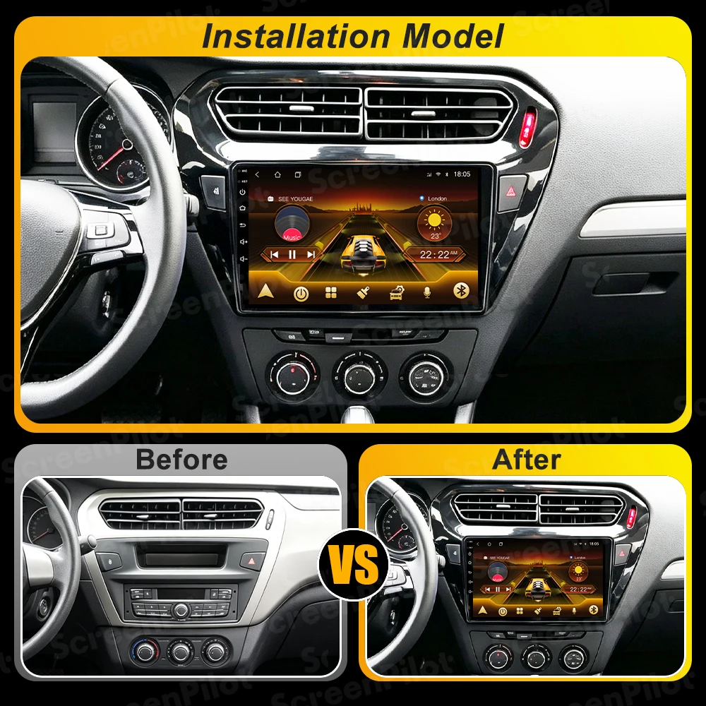 Android 16 For Peugeot 301 per Citroen C-Elysee CElysee 2013-2018 Car Radio Stereo Head Unit Multimedia Video Player 2K QLED 5G