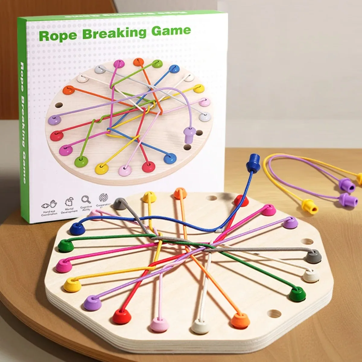 Kid Rope Board Games Knots Sensory Social Game Logical Thinking Challenge Colore Connected Line Brain Strategy Game Kids Toys