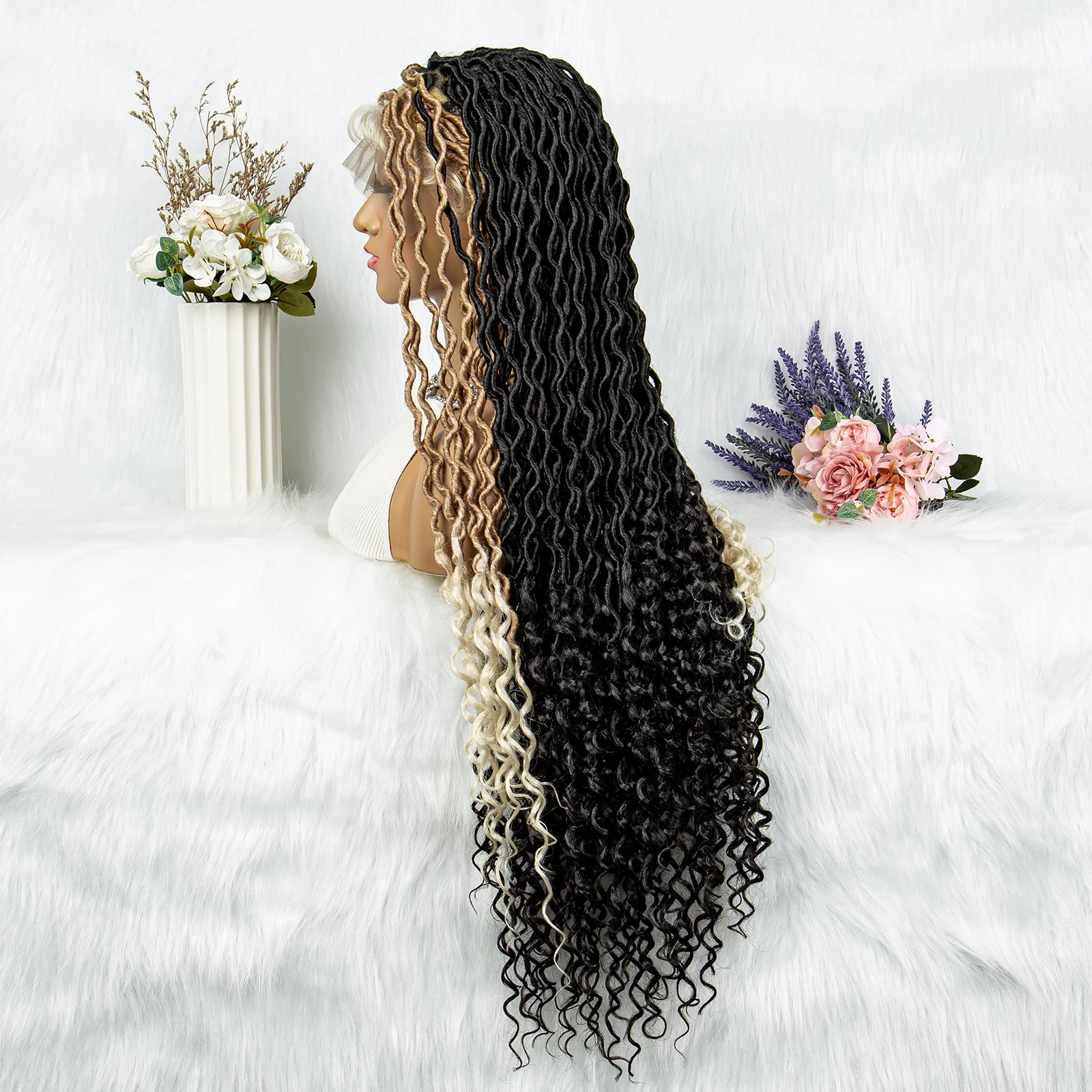 Synthetic Lace Wig Braided Wigs 32inches Knotless Box Braids Wig With Baby Hair Braided Lace Front Wigs