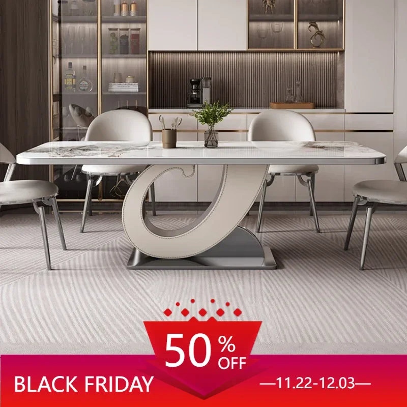 

Restaurant Luxury Dining Table Small Household Living Room Dining Table Modern Simple Plate Mesa Rectangular Furniture YX50DT