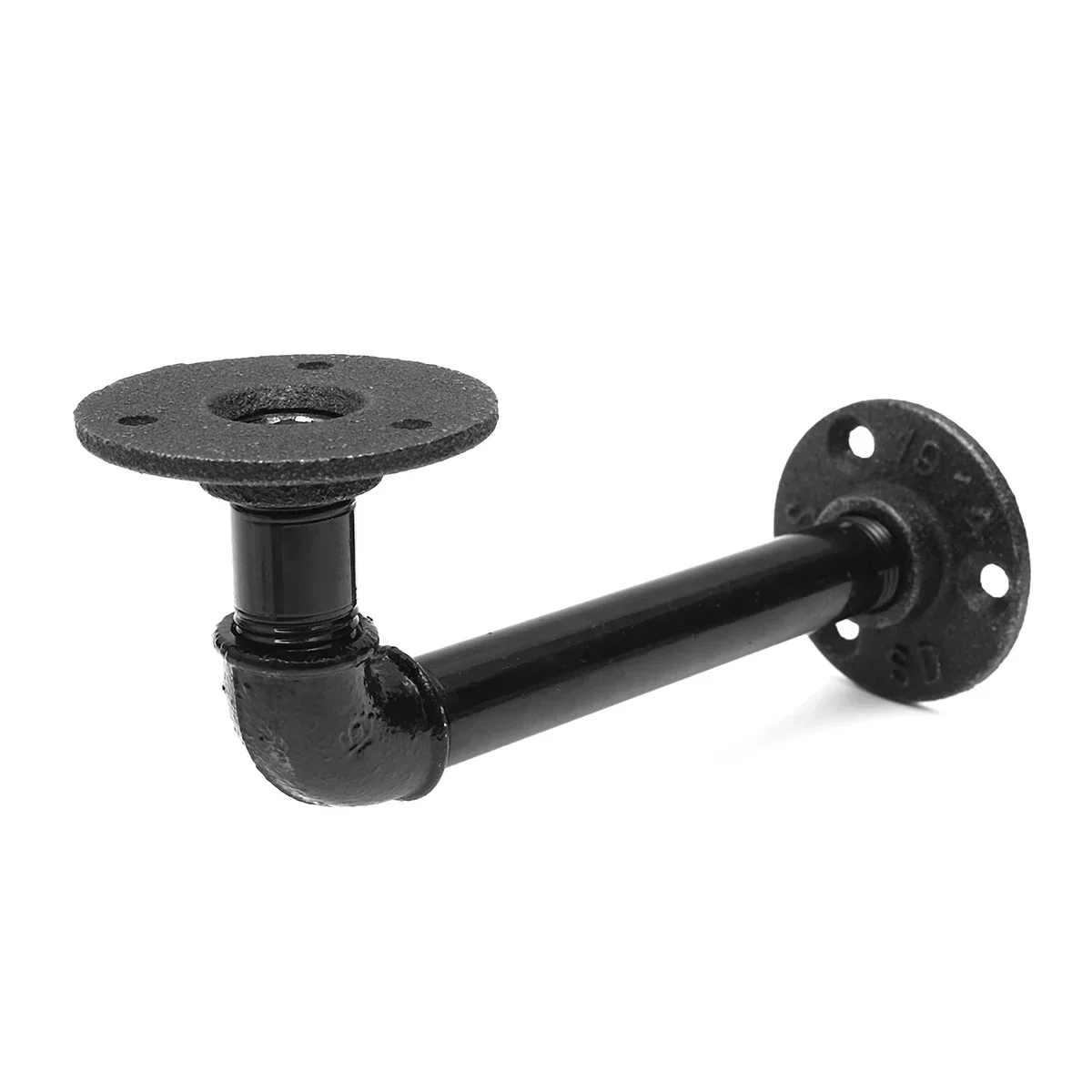 Bracket Wall Floating Shelf Vintage Retro Black Iron Industrial Pipe Shelf Bracket Holder Home Decor Storage Holder 1pcs