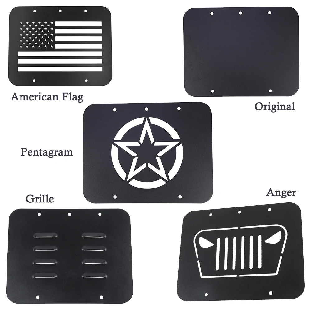 Car Rear Spare Tire Carrier Delete Filler Plate Tailgate Tramp Stamp Cover for Jeep Wrangler TJ 1997-2006 Exterior Accessories