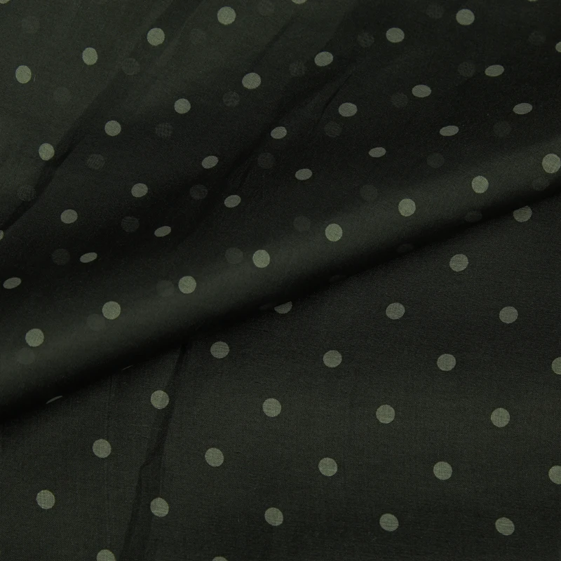 Mini white polka dot on black pure silk organza gauze fabric sheer for bubble skirt fluffy skirt,SOZ152