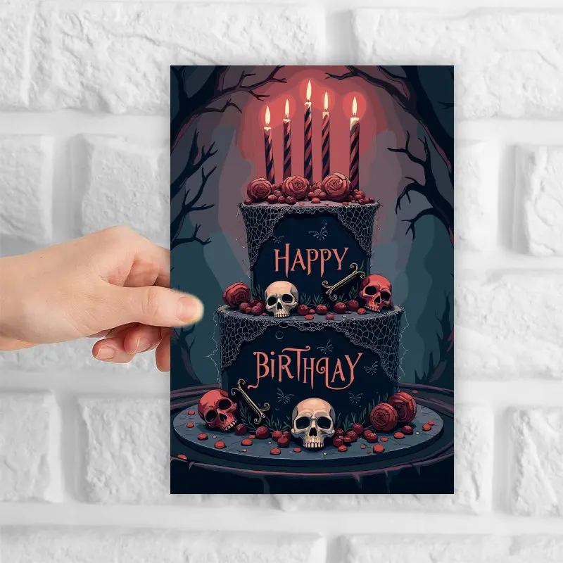 بطاقة عيد ميلاد قوطية، بطاقة عيد ميلاد جمجمة رعب، بطاقة عيد ميلاد الهالوين، بطاقة هدايا عيد الميلاد، بطاقة عيد ميلاد للعائلة أو الأصدقاء