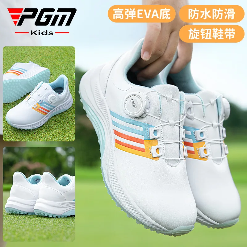 

PGM Children's Golf Shoes Youth Breathable Waterproof Anti-slip Wear-resistant EVA Knob Shoelace Golf Sports Shoes XZ427