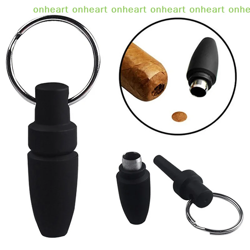 [C]With Key Ring Clip Rubber Portable Cigar Puncher Accessories Blade Cigar Cutter Drill Hole Pocket knife for Cigar Gadgets